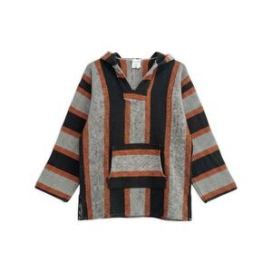 Vintage 90s Mexican Baja Hoodie Men's Large Orange Striped Pullover Surf Grunge